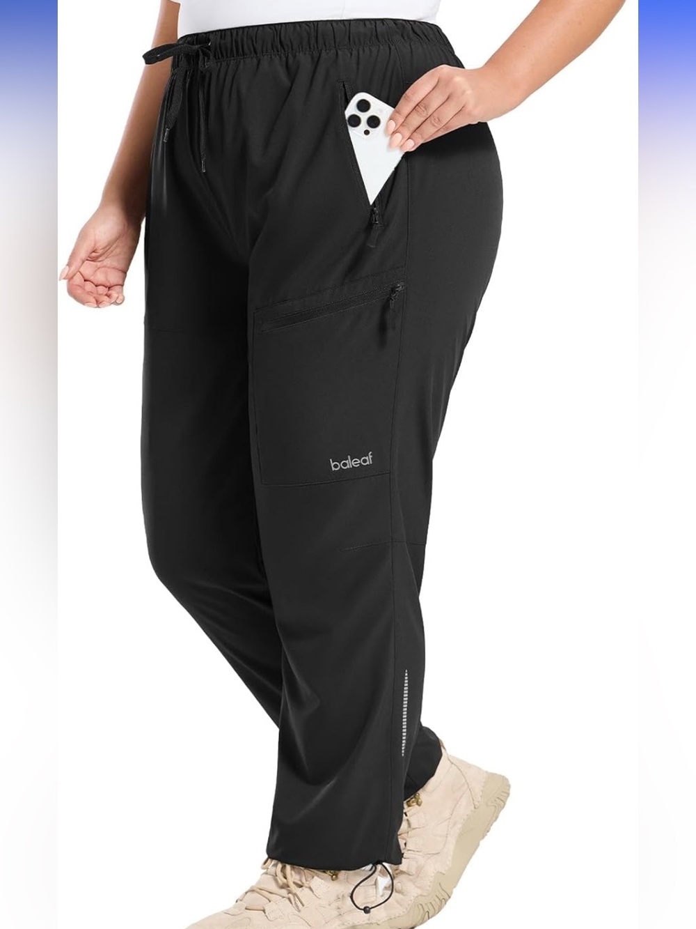 Baleaf Black Athletic technical Pants with Zip Pockets